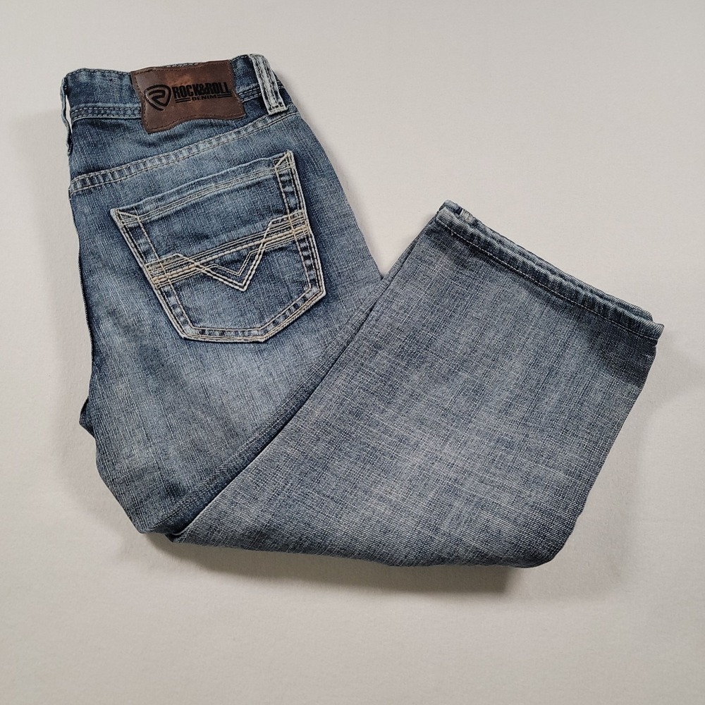 Rock & Roll Denim Double Barrel Relaxed Straight Boot Hemmed 31x21.5 Denim Jeans